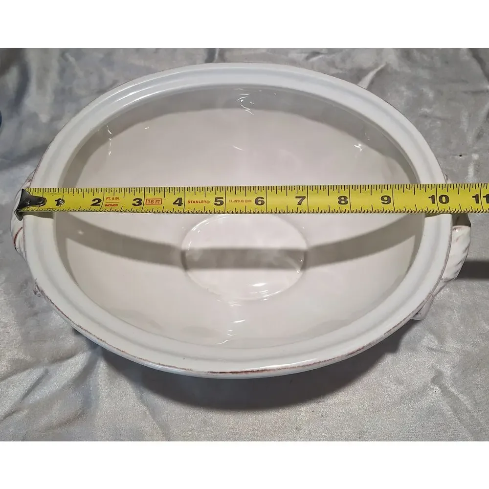Pier 1 Imports Antique Scroll Oval Covered Vegetable Serving Dish Dolomite 10.25
